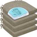 Chair Cushions for Dining Chairs, Non Slip Chair Pads with Ties and Washable Covers, Memory Foam Kitchen Chair Cushions Set of 4, 16"X16"X2.5", Khaki