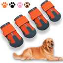 XSY&G Dog Boots,Waterproof Dog Shoes,Dog Booties with Reflective Strips Rugged Anti-Slip Sole and Skid-Proof,Outdoor Dog Shoes for Medium Large Dogs 4Pcs Orange-Size 6 (Size 6:2.9''x2.5'')(L*W) for 52-70 lbs)