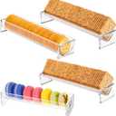 4PCS Cracker Tray Clear for Serving, Acrylic Biscuit Stand Macaron Display Tray, Rectangular Food Display Server Holder for Countertop in Home, Wedding, Party (4PCS Clear)