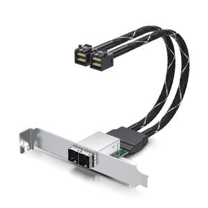 10Gtek MiniSAS HD Dual-Channel Extender Cable, SFF-8643 to SFF-8644 Adapter with High&Low Profile Bracket for Server/Storage Backplane & NAS Expansion, 30AWG, 0.3m/0.98ft