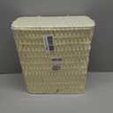 Coeusy 3 Gallon Paper Rope Bathroom Trash Can,Small Wicker Trash Cans with Lid and Liner,Woven Rattan Narrow Waste Basket for Bedroom,Office,White
