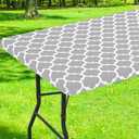 Smiry Rectangle Picnic Table Cover, Waterproof Elastic Fitted Camping Tablecloths for 4 Foot Tables, Wipeable Flannel Backed Vinyl Tablecloth Protector for Indoor, Outdoor (Light Grey, 24x48 Inches)