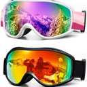 FMY Ski Snowboard OTG Goggles,Anti Fog UV400 Protection Skiing Snowmobile Goggles for Men Women Youth