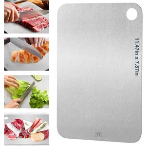 Titanium Cutting Board 100% Pure Food-Grade Titanium Cuttting Board for Kitchen Durable Portable Metal Chopping Board Dishwasher-Safe Ideal for Home Kitchen Outdoor Camping Cooking-Small
