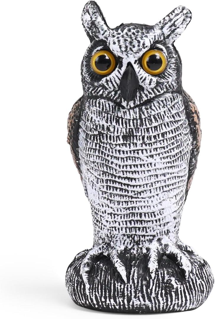OFFO Fake Owl, Owl Statue for Garden and Yard Decoration, Weatherproof Plastic Outdoor Owl Decor for Porch Pool Patio Yard, 8-Inch Height, Long Ear Owl