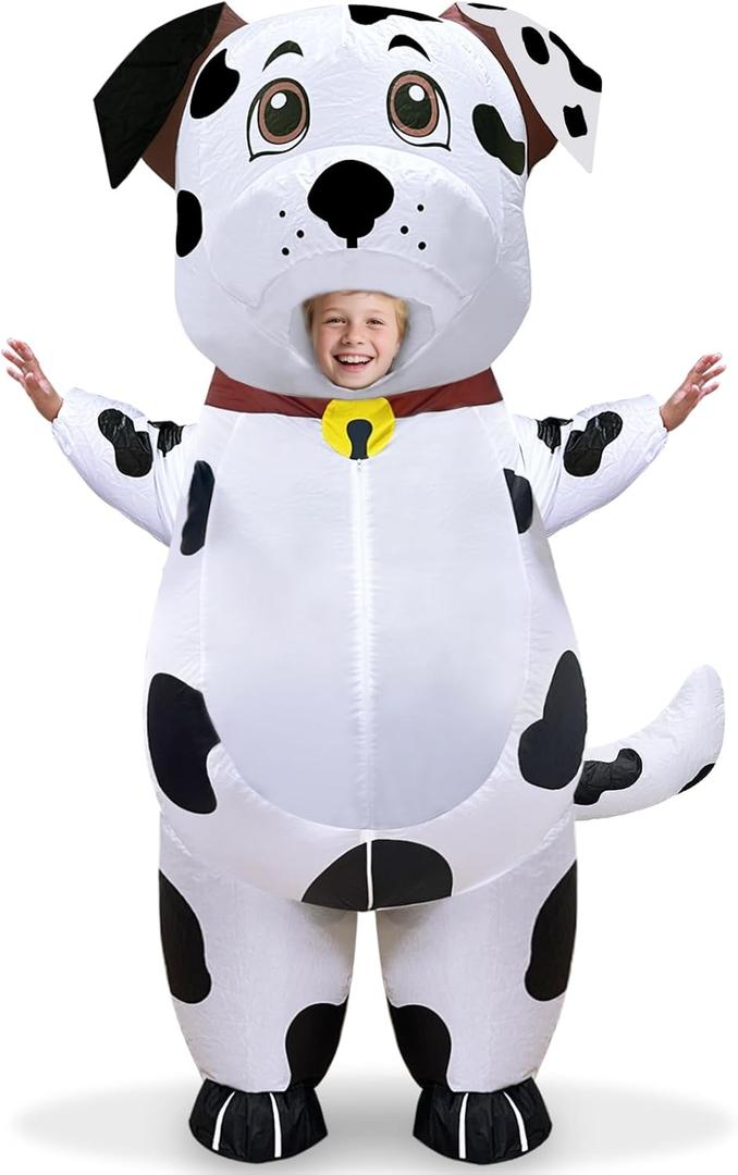 Camlinbo Halloween Inflatable Dalmatian Costume for Kids, Full Body Blow Up Animal Dog Costumes for Halloween Cosplay Party