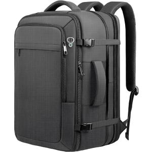 Carry on Backpack for 1-10 Days Trips, Extra Large 40L-50L Travel Backpack TSA Approved, Expandable Laptop Bagpack, Water Resistant Bag Compatible with 17.3 inch Laptops, Black