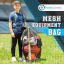Handy Laundry Mesh Ball Bag - Up to 15 Balls Large Capacity Sports Equipment Bag Carrier with Adjustable Strap and Drawstring Closure - For Soccer, Basketball, Volleyball