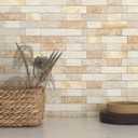 BeNice Kitchen Backsplash Peel and Stick Tile Stickers 3D Brick Matte,Linear Mosaic Sticky Tiles for Bathroom Shower Wall Fireplace Surround(10 pcs Brown)