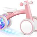 SEREED Colorful Lighting Baby Balance Bike, Toys for 1 Year Old Boys Girls, 12-24 Month Toddler Balance Bike with 4 Silence Wheels, First Birthday Gift (Pink)