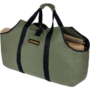 Water Resistant Canvas Firewood Log Carrier, Heavy Duty Log Tote Bag For Camping, Wood Carrying Bag for Barbecue