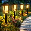 GIGALUMI Solar Pathway Lights, 6 Pack Garden Solar Outdoor Lights, IP65 Waterproof Landscape Lighting for Yard and Walkway, Solar Powered Garden Decor for Outside Patio Porch, Warm White