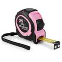 WORKPRO 25-FT Tape Measure with Fractions, 3 Brakes Retractable Measuring Tape, Compact Measurement Tape with Magnetic Hook, Nylon Coating Blade Accuracy 1/32, Pink