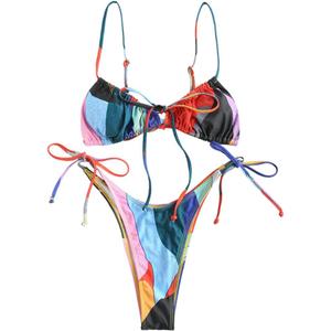 ZAFUL Womens High Cut Thong Bikini Set Swimsuits Cami String Sexy Bathing Suit, Size 6 