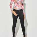 Women's Sheer Floral Long Sleeve Layering Top Ruffled Mock Neck Sheer Blouse for Casual Brunch Party Club Night Date Outfits (S)