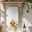 Funny English Bulldog Golf Kitchen Towels, English Bulldog Gifts for Women Men Hand Towels for Bathroom, Golf Lover Gifts Dish Tea Towels for Kitchen Decor, 16x24 Inch 549