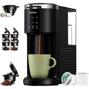 SHARDOR 3 in 1 Single Serve Coffee Maker for K Cup & Ground Coffee & Teas, Pod Coffee machine, 6–14oz Brew Sizes, 40oz Detachable Water Reservoir, Descale Settings, Black