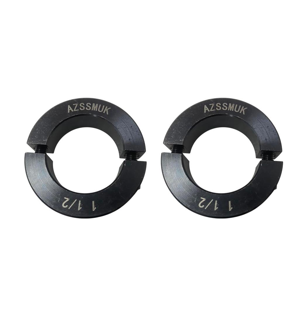 AZSSMUK Shaft Collar Bore 1-1/2'' Double Split Black Oxide Set Screw Durable Shaft Collars Suitable for Machinery and Industrial Use 2 Pieces