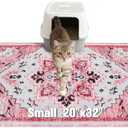 EXPAWLORER Cat Litter Mat, 20”x32” Small Non-Slip Urine Waterproof Litter Trapping Mat Easy to Clean Washable Litter Box Mat for Floor Soft on Kitty Paws, Indoor Food Mats Rug Pads for Bathroom Pink