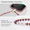 POSADINA Natural Stone Phone Lanyard, Crystal Beaded Crossbody Strap for Women, Hands-Free Anti-Loss Chain with Tether Tab