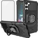 Ailiber Case for Samsung Galaxy S24 Plus, Galaxy S24 + 5G Case with Screen Protector Tempered Glass, Ring Kickstand for Magnetic Car Mount, Heavy Duty Shockproof Phone Cover for Galaxy S24 Plus-Black