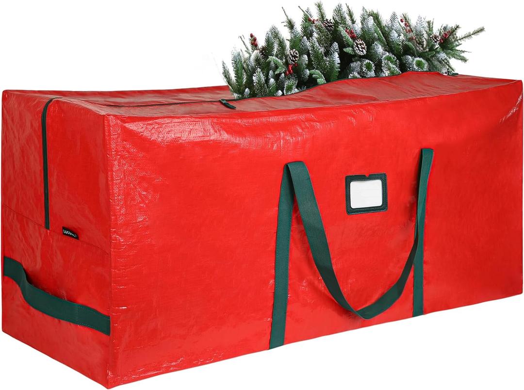 Large Christmas Tree Storage Bags Heavy Duty Tree Bags Holiday Storage Bags Protects From Moisture Or Dust,Alternative To Xmas Tree Storage Box (Red, 7.5 Ft)