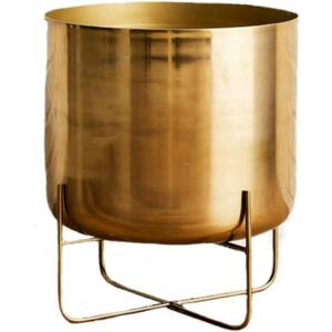 Serene Spaces Living Modern MidCentury Metal Indoor Planter with Stand, Gold Planter Pot, Indoor Plants  Decorative Planter Holder for Living Room, Kitchen & Office, 14" Diameter & 24" Tall