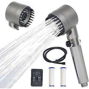 Shower Heads With Handheld Spray Combo, High Pressure Shower Heads, Shower head filters,3 Modes Filtered shower head with hose 60'',Bracket,Rubber Washers ,Apartment Must Haves