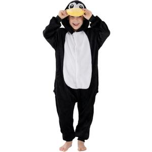 Unisex Children Animal Onesie Pajamas,Kids Flannel Halloween Cosplay Costume/Homewear/Sleepwear (11-12 Years, Penguin)