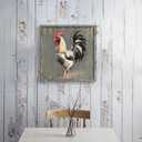 Rooster Wall Art, Rustic Farmhouse Chicken Picture for Dining Room, 20x20