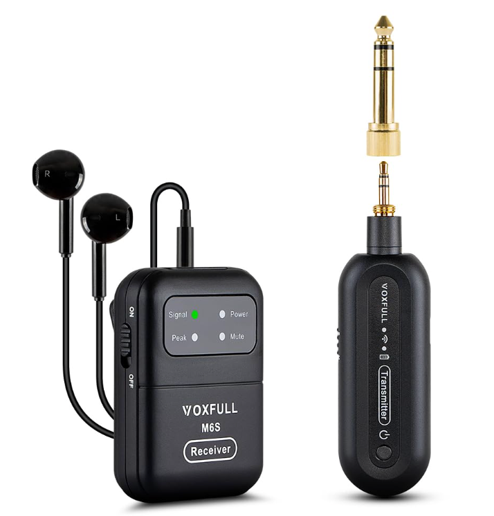 VOXFULL Stereo Wireless in Ear Monitor System 2.4G Wireless IEM System with Transmitter Clip on Receiver Automatic Pairing inEar Monitoring for Church,Stage,Live Performance (M6S)