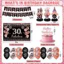 30th Birthday Decorations for Women - Rose Gold 37Pcs Complete Party Kit with Banner, Backdrop, Tiara, Sash, Cake Topper, Latex Balloons, Hanging Swirls, Centerpieces | Birthday Party Supplies
