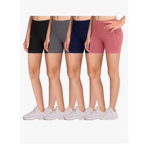 Volleyball Bike Shorts for Girls Spandex Compression Shorts with Pockets for Kids Dance Yoga and Athletics , Size - S, M