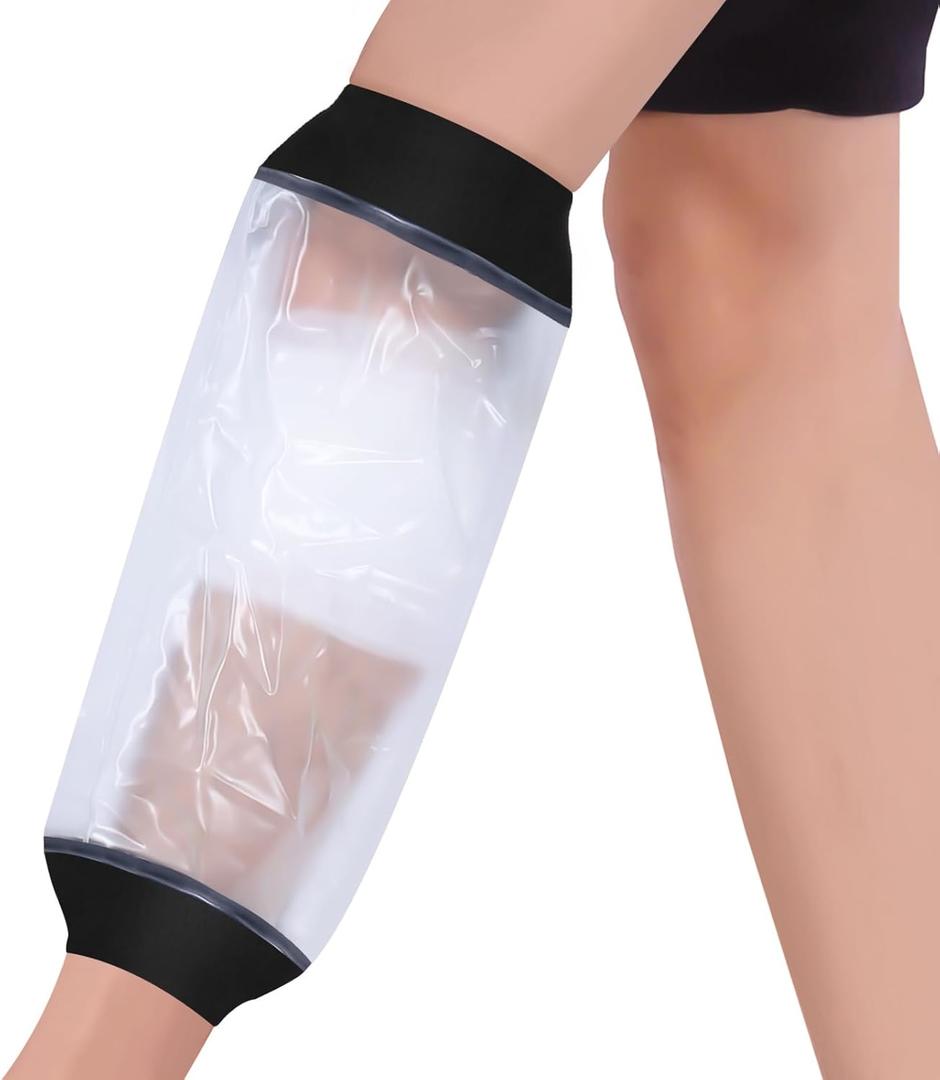 Waterproof Knee Cast Cover for Shower Adults, Reusable Cast Covers Protector for Knee After Surgery, Watertight Cast Bag for Bandage, Wound, Burns