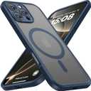 ImpactStrong Magnetic Guard Designed for iPhone 15 Pro Max Case [Camera Protection] [Military Grade Drop Tested] [Compatible with MagSafe] Slim Translucent Matte Phone Case (6.7") - Navy Blue