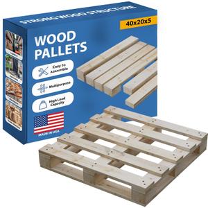 Greaton, 40x20x5 Wooden Pallet Kit, Heavy-Duty Industrial Grade Pinewood, Unassembled Flat-Pack, Stackable & Reusable, Lightweight Floor Pallet, Warehouse, Supermarket & Indoor Storage, 1-Pack
