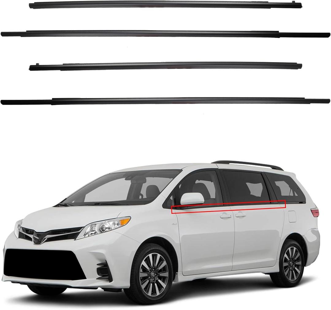 Dasbecan 4Pcs Window Weatherstrip Rubber Seal Compatible with Toyota Sienna 2011-2020 Window Trim Replaces# 6821008020 6818008020 6823008020 6816008020