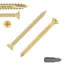 Wood Screws #9 X 3 Inch Bright Brass Flat Head Phillips Screws Coarse Thread Frearson Exterior Wood Screws Drywall Screws - 300 Pcs