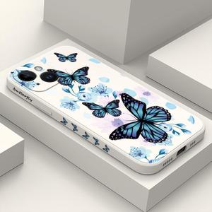 for iPhone 15 Case Anti Scratch Soft Microfiber Lining, Soft Shockproof Slim Fit Floral for iPhone 15 Phone Cover 6.1 inch-Aurora Butterfly White