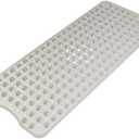 AmazerBath Shower Mat Non Slip 40 x 16 Inches, Shower Stall Mats with Suction Cups and Drain Holes, Non Slip Bath Mat for Tub for Elderly & Kids, Clear Gray