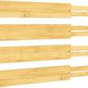 BAMEOS 3" H Large Bamboo Drawer Dividers Adjustable Drawer Organization Expandable Utensil Organizers for Kitchen Dresser Bathroom Bedroom and Office 4-pack (Natural)