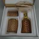 Haturi Amber Brown Bathroom Accessories Set, 4Pcs Glass Bathroom Accessory Set Complete w/Soap Dispenser, Toothbrush Holder, Qtip Holder, Soap Dish, Gold Bathroom Decor Sets, Gift for Home Apartment