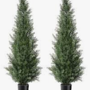 Artificial Cedar Topiary Trees 4FT (2 Pack) Tall Faux Tree with Realistic Leaves, Fake Pine Floor Potted Artificial Plants for Home Office Living Room Patio Porch Indoor Decor