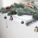 Antique Gold Finish Bell Garland, 7FT Scandinavian Christmas Decor with 15 Bells, Rustic Farmhouse Holiday Garland for Tree, Mantel, Wall Decorations - Vintage European Style Holiday Ornaments