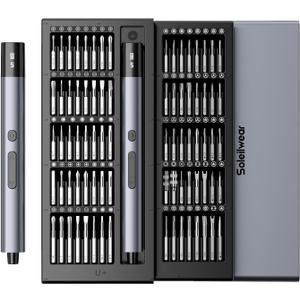 Electric Screwdriver Set, 80-in-1 Mini Electric Precision Screwdriver Cordless with 5 Torque Levels, Max 0.75N.m, 500mAh Battery, Small Power Screwdriver Kit for Laptop, Phone & Electronics Repair (Grey)