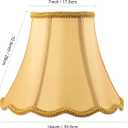 Golden Bell Scalloped Lampshade, 7" Top x 14" Bottom x 10" Vertical Height, Solid Lamp Shade Replacement with Brass Harp Set for Table Lamp, Double Layer Polyester Fabric Lamp Cover, Pack 1