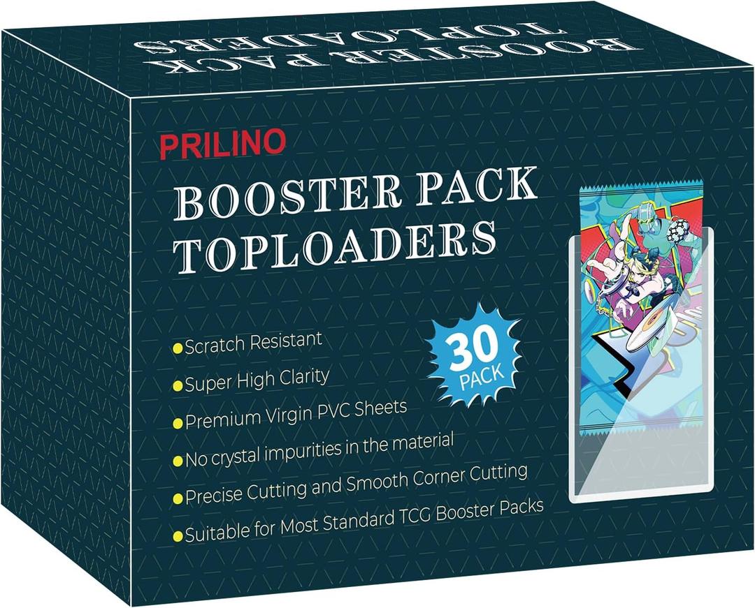 30-Pack Booster Pack Topload Holders - Cards Booster Packs Toploders, UV Protection Protect, Premium Top Loaders Secure Protection Collectible Cards, Card Protectors Hard Plastic and Clear Display