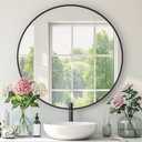 Round Bathroom Mirror, 30 Inch Black Circle Mirror with Metal Deep Frame, Round Mirrors for Wall Decor, Vanity, Entryway, Living Room