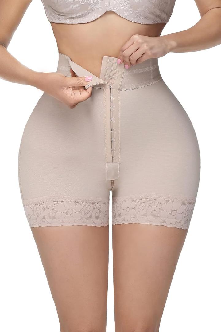 SHAPSHE Shapewear for Women Tummy Control Shorts Body Shaper Panties High Waisted Butt Lifter Thigh Slimming Underwear (Medium, Beige)