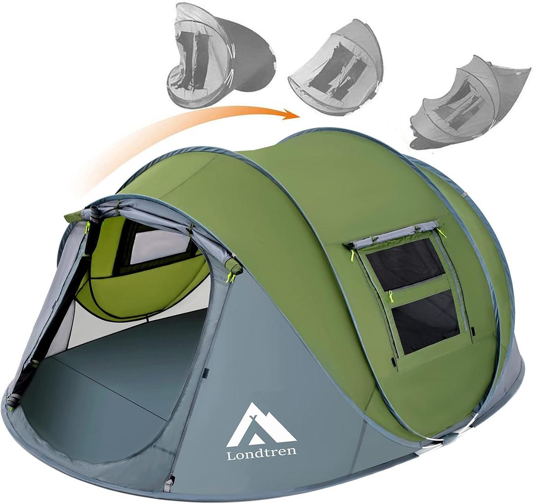 4 Person Easy Pop Up Tent Waterproof Automatic Setup 2 Doors-Instant Family Tents for Camping Hiking & Traveling, 110*78*51''